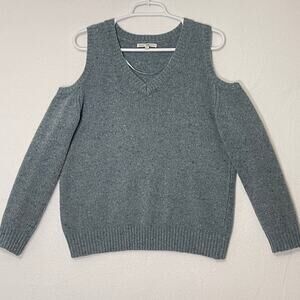 Rebecca Minkoff Cold Shoulder Knit Sweater Womens Large Blue Wool Alpaca Blend